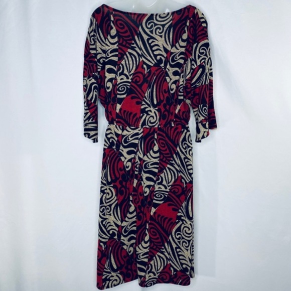 NEW Coldwater Creek Women Cowl Neck Dress Red Tan Black Sz 6 - Picture 6 of 9